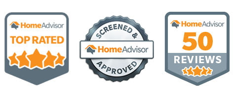 Home Advisor badges - Top Rated, Approved, 50 5-Star Reviews